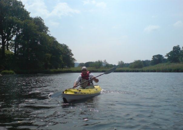 kayaking on a lake